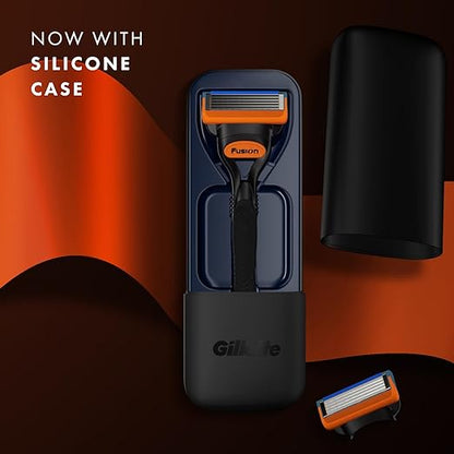 Gillette Fusion Premium Gift Set for Men | 1 Gillette Fusion Manual Razor, 2 Gillette Fusion Cartridges, 1 Travel Case Black