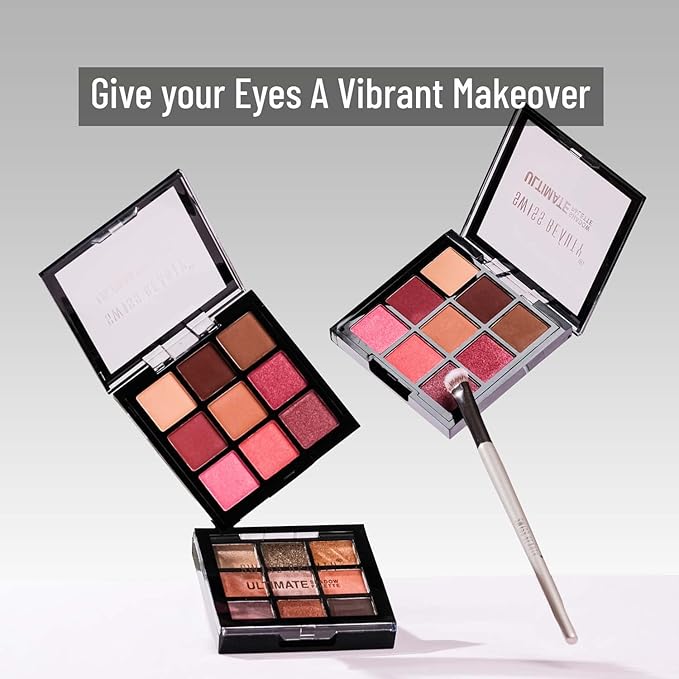 Swiss Beauty Ultimate 9 Pigmented Colors Eyeshadow Palette Long Wearing And Easily Blendable Eye Makeup Palette Matte, Shimmery And Metallic Finish - Multicolor-03