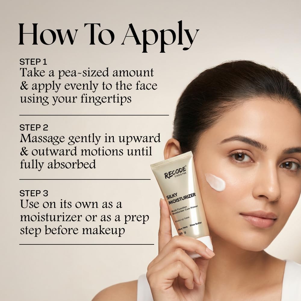 Recode Silky 2 in 1 Moisturizer Cum Primer 60 G|Primer and Moisturizer for Face|Lightweight,Long Lasting,Hydrating