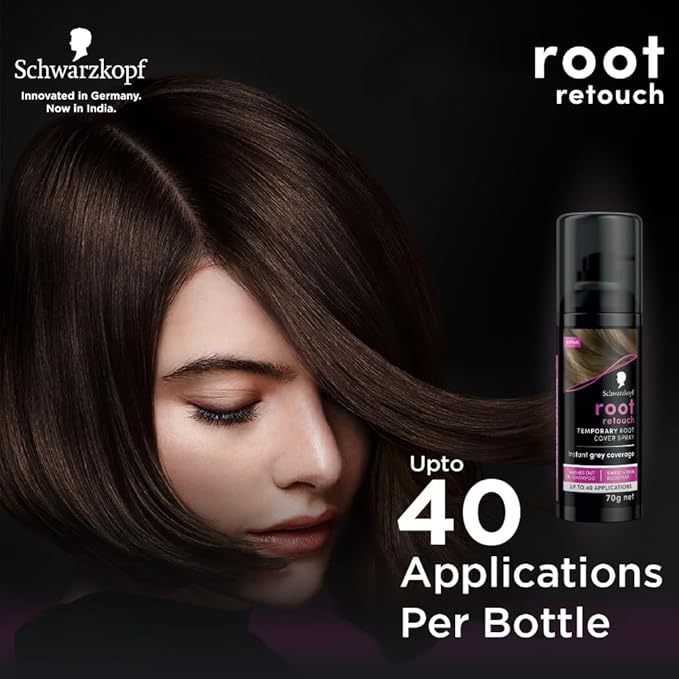 Schwarzkopf Root Retouch Instant Grey Hair Concealer Spray Sweat And Rain Resistant, Matte Finish Perfect Coverage | Upto 40 Fast and Easy Applications