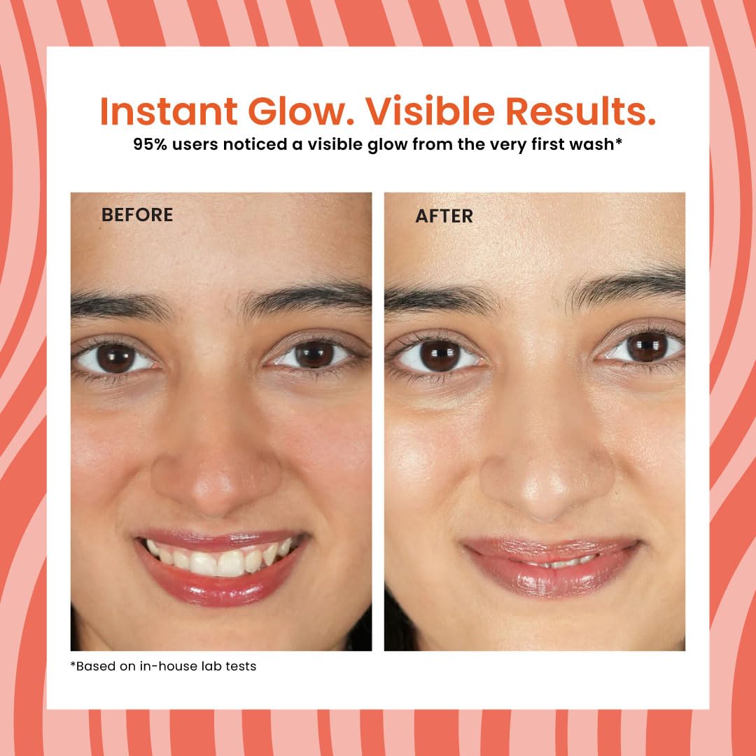 Foxtale Vitamin C Super Glow Face Wash with Papaya enzyme, Reduces Tan, Boosts Glow, Gently Exfoliates & Brightens Skin, Reduces Pigmentation