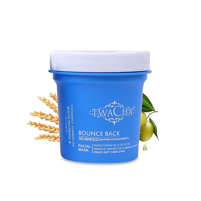 TWACHA Bounce Back Seaweed Facial Kit with Wheatgerm Oil & Olive Oil | Remove impurities & improves skin tone |Suits All Skin Types