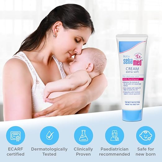 Sebamed Baby Cream Extra Soft 50m|Ph 5.5| Panthenol and Jojoba Oil|Clinically tested| ECARF Approved
