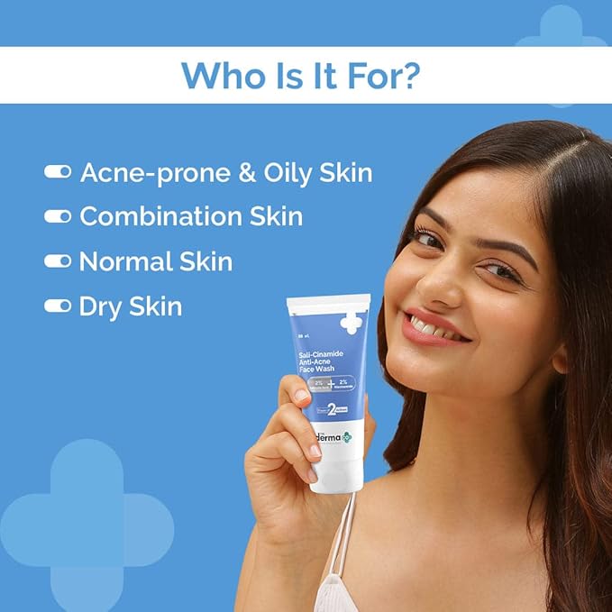 The Derma Co Sali-Cinamide Anti-Acne Face Wash I With 2% Salicylic Acid & 2% Niacinamide I Treats Active Acne & Fades Acne Marks