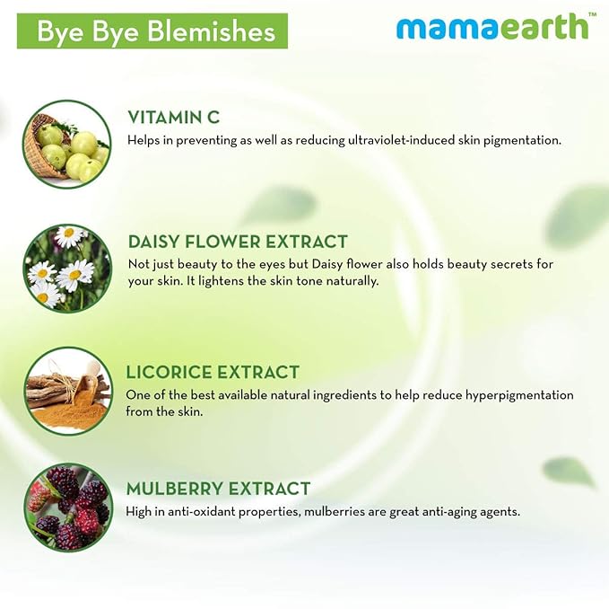 Mamaearth Bye Bye Blemishes Face Cream, For Pigmentation & Blemish Removal, With Mulberry Extract & Vitamin C - 30ml