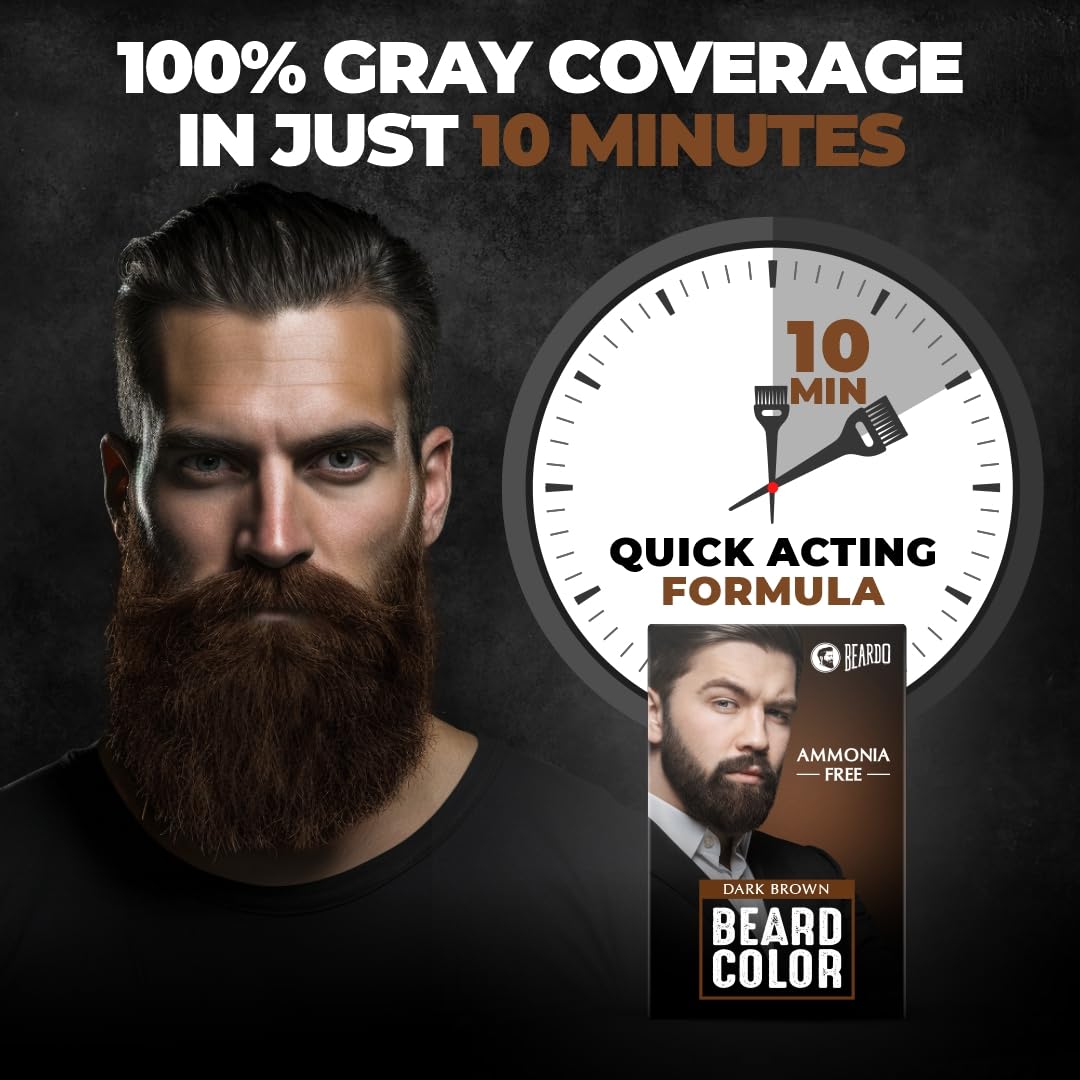 Beardo Beard Color For Men - Natural Brown, 70ml | Long Lasting | No Ammonia | Easy to apply, No Stain Beard Hair Colour for men