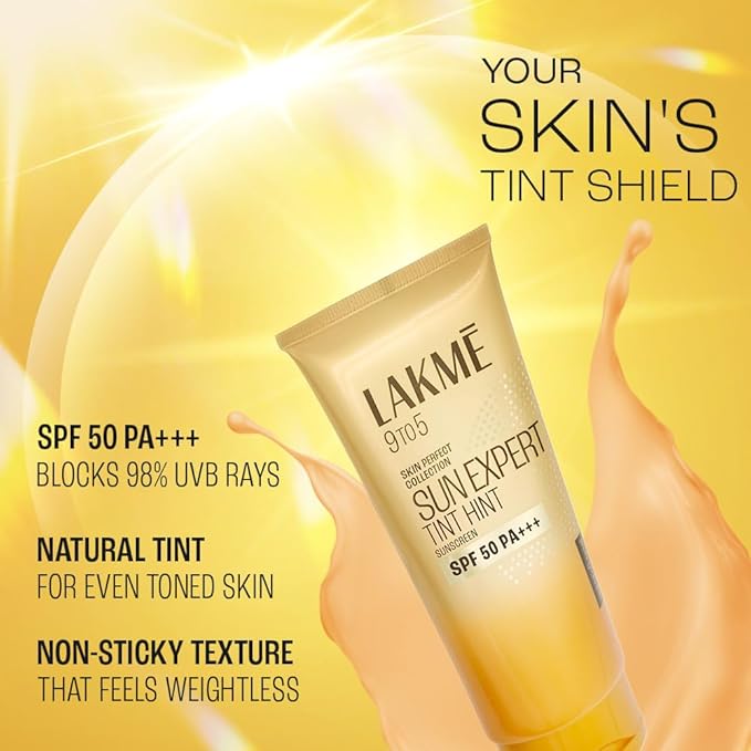 Lakme Sun Expert Tinted Sunscreen 50 SPF PA+++, Natural Tone, With Cucumber, Lightweight, Ultra Matte Finish, Blocks Upto 97% Harmful Sunrays, 100 ml