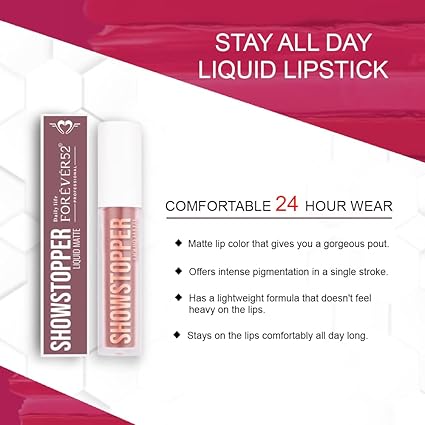 Forever52 Daily Life Showstopper Liquid Lipstick (Bandit - 003) Long-Lasting Up To 12 Hours Stay Matte Finish Vegan & Cruelty Free