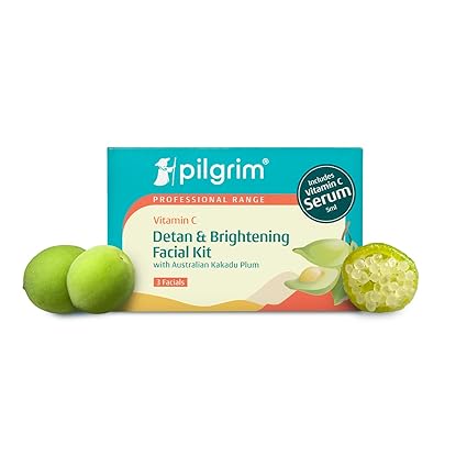Pilgrim Vitamin C Detan & Brightening Facial Kit with Australian Kakadu Plum | Reduces Tan, Smoothens & Brightens Skin