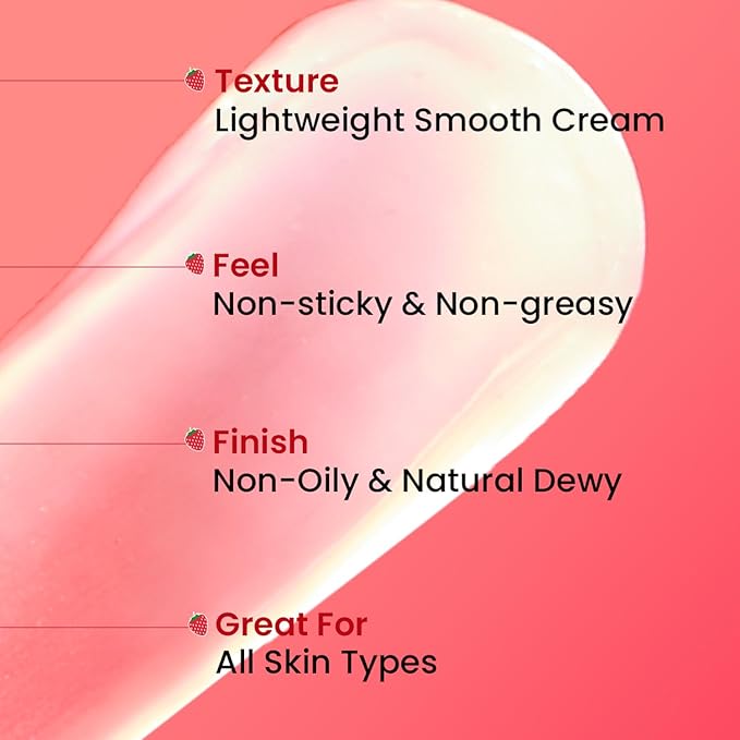 Dot & Key Strawberry Brightening Moisturizer, Niacinamide, Peptides & Hyaluronic Acid, Non-sticky, Brightens Skin, Intense Moisturization | Non-Comedogenic & Fragrance Free, Lightweight 80g