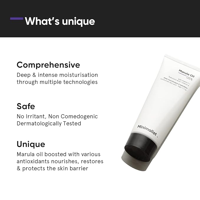 Minimalist Marula Oil 5% Face Moisturizer For Dry Skin With Hyaluronic Acid For Deep Nourishment & Hydration