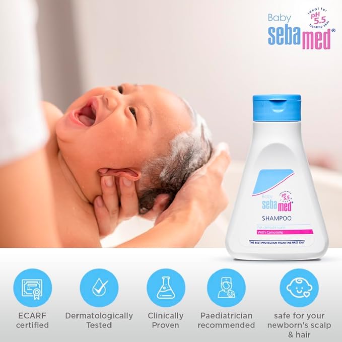 Sebamed Baby Shampoo 150 ml|pH 5.5| Ideal for Newborn’s delicate scalp| No Tears |