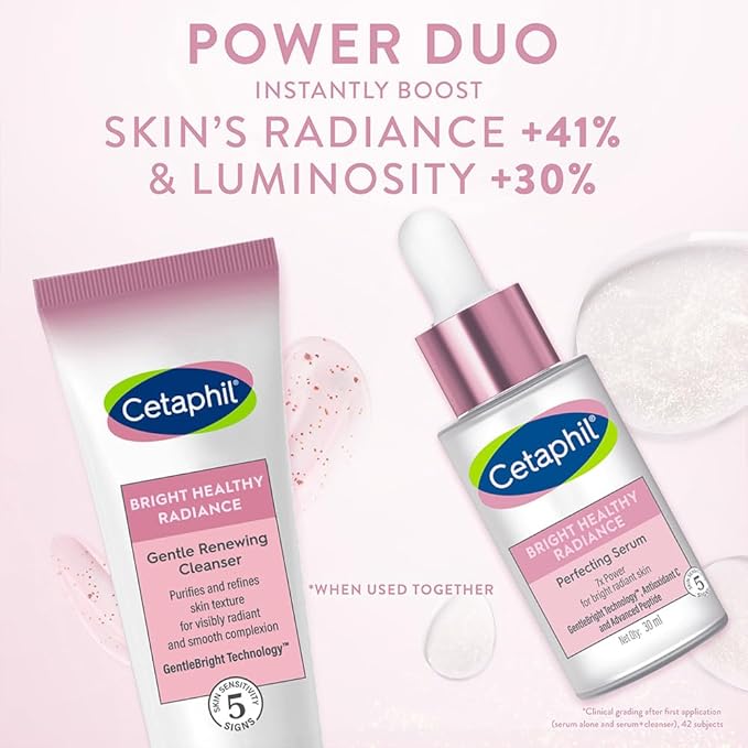Cetaphil Bright Healthy Radiance Gentle Renewing Cleanser|100G|Gentlebright Technology With Vitamin E-Releasing Jojoba Beads