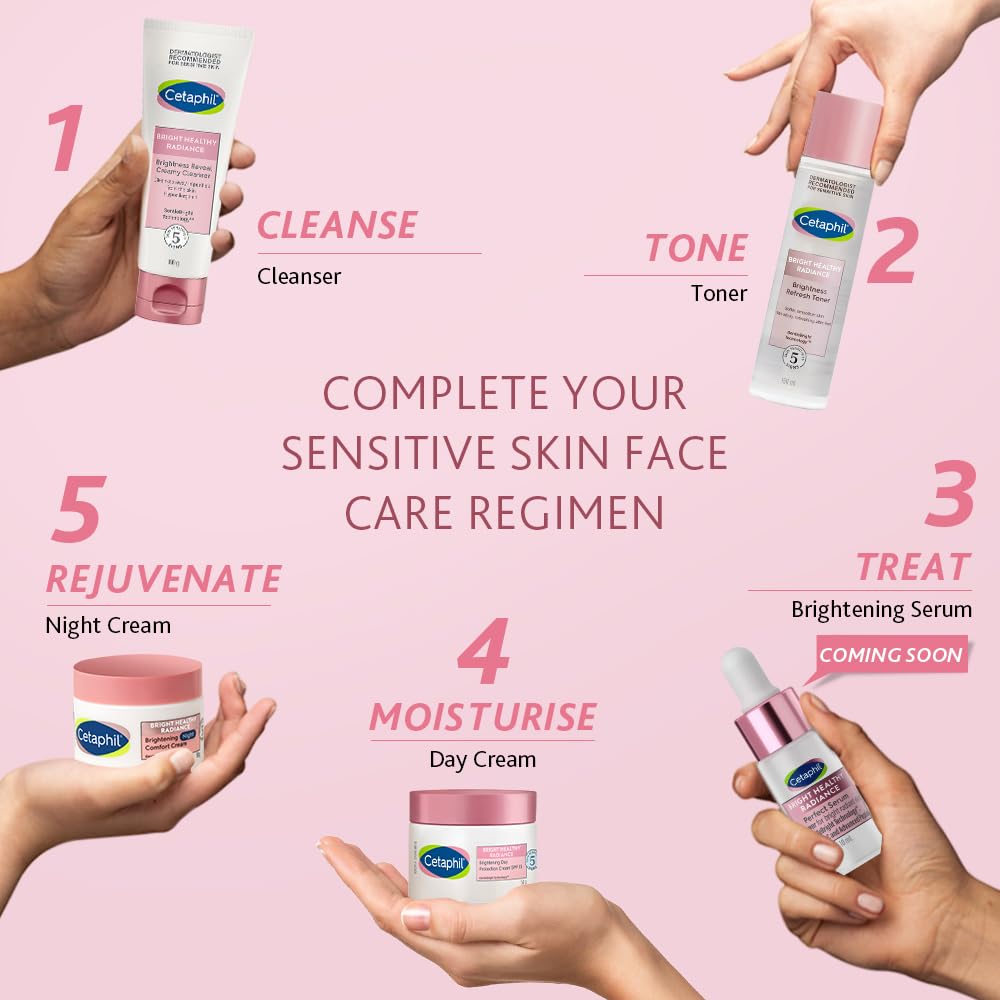 Cetaphil Brightening Night Comfort Cream - 50 g| For Dark Spots, Uneven Skin Tone| Hyaluronic Acid & Niacinamide