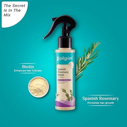 Pilgrim Spanish Rosemary Water Spray With Biotin for Hair Growth 100ml | Hair Spray for Regrowth