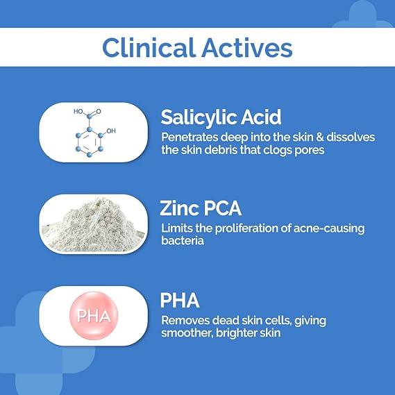 The Derma Co 1% Salicylic Acid Foaming Daily Face Wash with Salicylic Acid, Zinc PCA & PHA for Active Acne & clogged Pores - 100 ml Reduces Acne