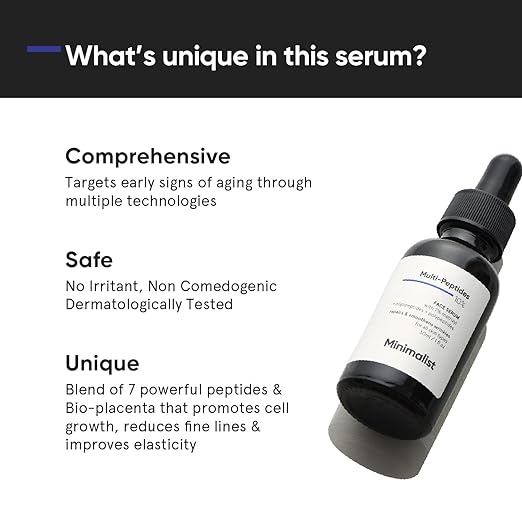 Minimalist Multi Peptide Night Face Serum for Ageless Younger Skin, 30 ml | Collagen Boosting, Hydrating & Overnight Repair Serum for Women & Men with 7% Matrixyl 3000 & 3% Bio-Placenta