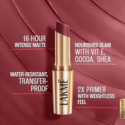 Lakme 9 To 5 Primer + Matte Lipstick - MP8 Rosy Sunday (3.6g)