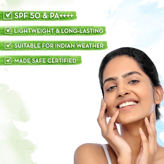 Mamaearth Ultra Light Indian Sunscreen with Carrot Seed & Turmeric | SPF 50 PA ++++ | UVA & UVB Protection | Tan Protection | No White Cast | Non-Greasy 80gm