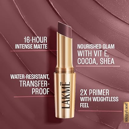 Lakme 9 To 5 Primer + Matte Lipstick - MB1 Chocolate Crush (3.6g)