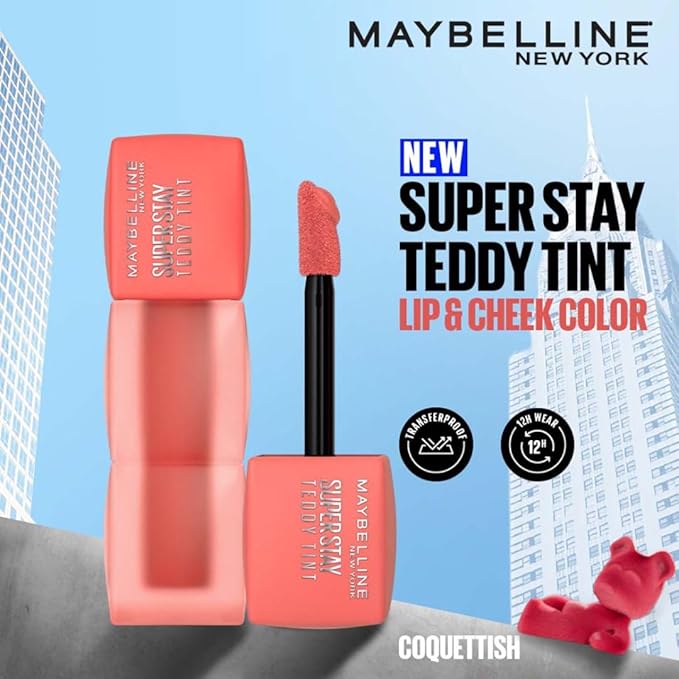 Maybelline New York Superstay Teddy Tint - Lip and Cheek Color, Coquettish, 5ml