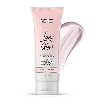 RENEE Lumi Glow Highlighting Sunscreen SPF 50, UVA & UVB Protection, Infused with 3% Niacinamide & 1% Hyaluronic Acid for Luminous 3D Glow