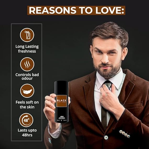 Colorbar Deodorant Black - Vetiver Deo | Masculine fragrance | Long Lasting freshness