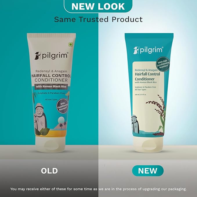 Pilgrim Anti Hairfall Conditioner with Redensyl & Anagain 200ml | Hairfall control conditioner with Black Korean Rice | Paraben & Silicone-Free