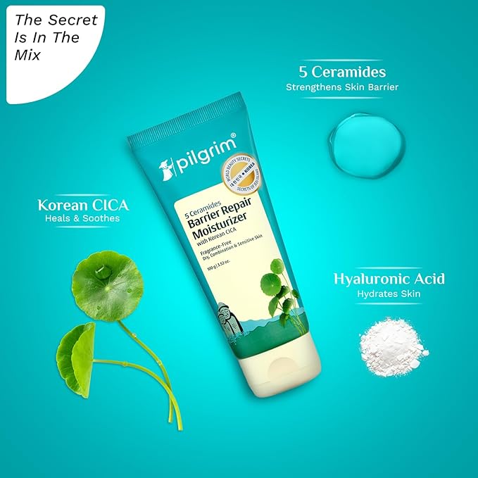 Pilgrim 5 Ceramides Moisturizer for Face 100g | Hyaluronic Acid for Intense Moisturizing & Skin Strengthening | Barrier Repair with Korean CICA
