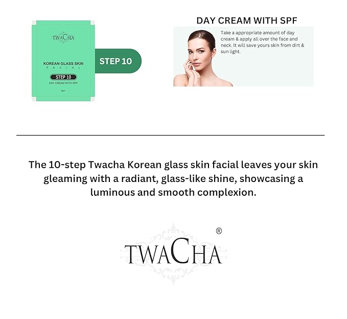Twacha 10 Steps Facial Kit For KOREAN GLASS SKIN With Glycolic - Salicyclic Acid Instant Brightening Replenishing Glowing Skin Remove Patchy Pigmentation & Get Younger Firmer & Glowing Skin