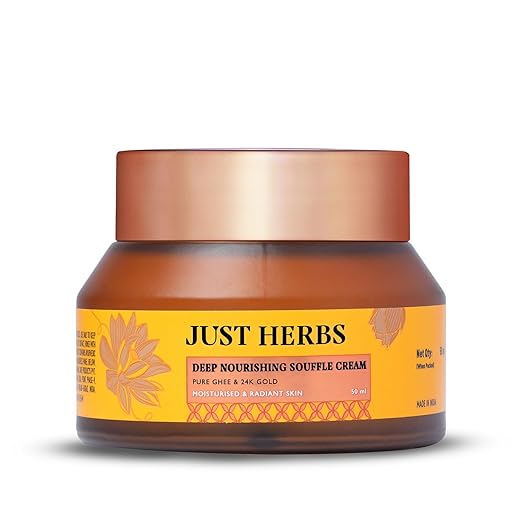 Just Herbs 24K Gold with Pure Ghee Souffle Day Cream for Deep Nourish Moisturising Anti Ageing 50gm