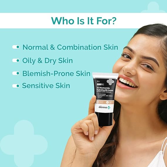 The Derma Co 2% Niacinamide Hydrating BB Cream with SPF 30 PA++ Enriched with 1% Hyaluronic Acid Complex & Aquaxyl™ - 30 g