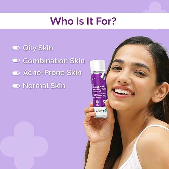 The Derma Co. 7% Glycolic Acid Hydrating Toner | Hyaluronic Acid & Ceramide Complex | For Glowing Skin | Multi-Purpose Exfoliating Toner For Face,Body,Underarms & Scalp