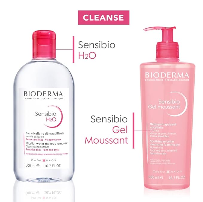 Bioderma Sensibio H2O Daily Soothing Cleanser, Make up Pollution & Impurities Remover Face Eyes Sensitive skin, 250ml
