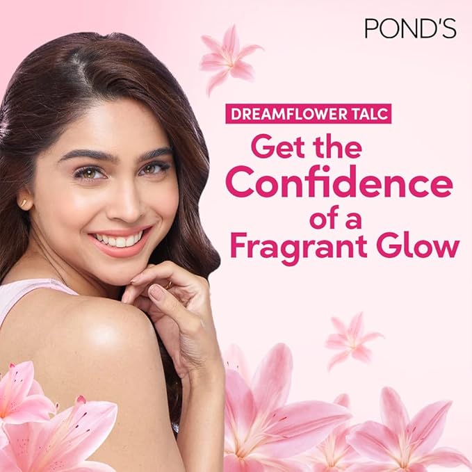 Pond’s Dreamflower, Pink Lily Fragrant Talcum Powder, 400g, for Long-lasting Fragrance, with Vitamin B3, Glowing Skin