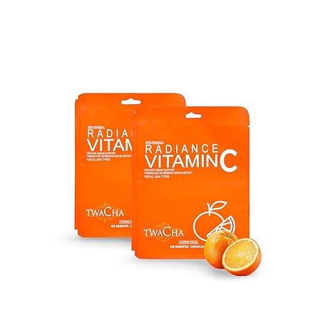 Twacha Radiance VITAMIN C Skin Brightening Facial Kit | Boosts Glow | Brightens Skin Complexion | Anti Aging (6 Steps Facial) (Pack of 2)