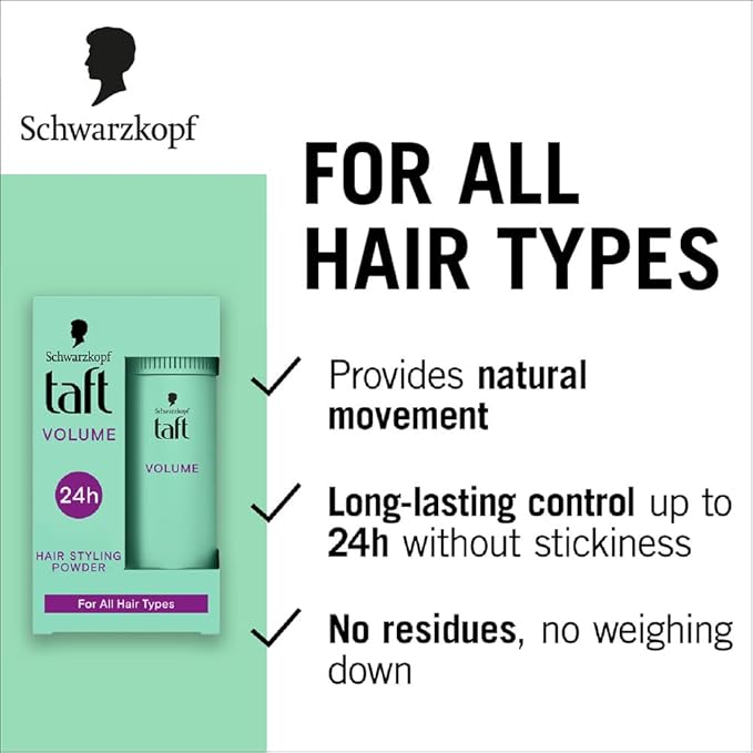 Schwarzkopf TAFT Instant Hair Styling Volume Powder For Fuller Volume And Thickness, Lasts 24 Hours Without Stickiness And Residues