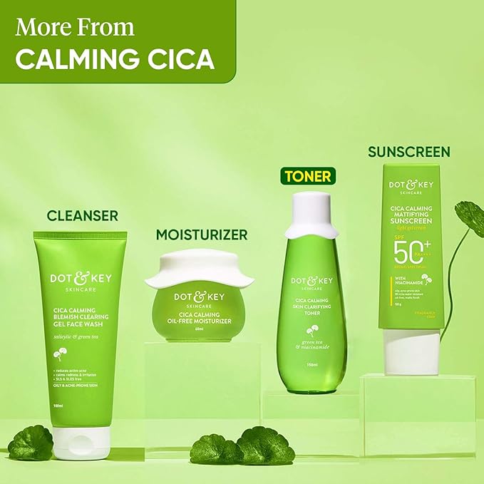 Dot & Key Cica Calming Skin Clarifying Toner with Green Tea & Niacinamide | Toner for Acne Prone Skin | Niacinamide Toner For Acne, Oily & Sensitive Skin 150ml