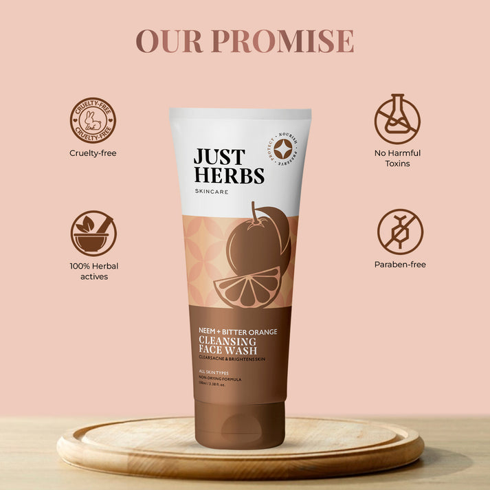 JUST HERBS Cleansing Face Wash with Neem and Bitter Orange / Silksplash