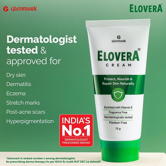 Elovera Moisturising Cream 75g | For Dry Skin | with Aloe Vera & Vitamin E | Protects, Nourishes and Repairs Skin