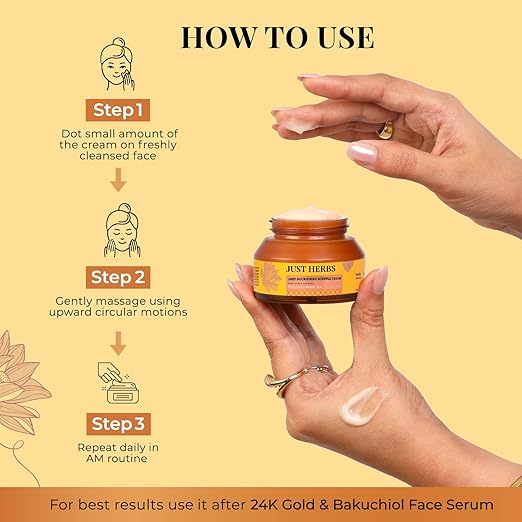 Just Herbs 24K Gold with Pure Ghee Souffle Day Cream for Deep Nourish Moisturising Anti Ageing 50gm