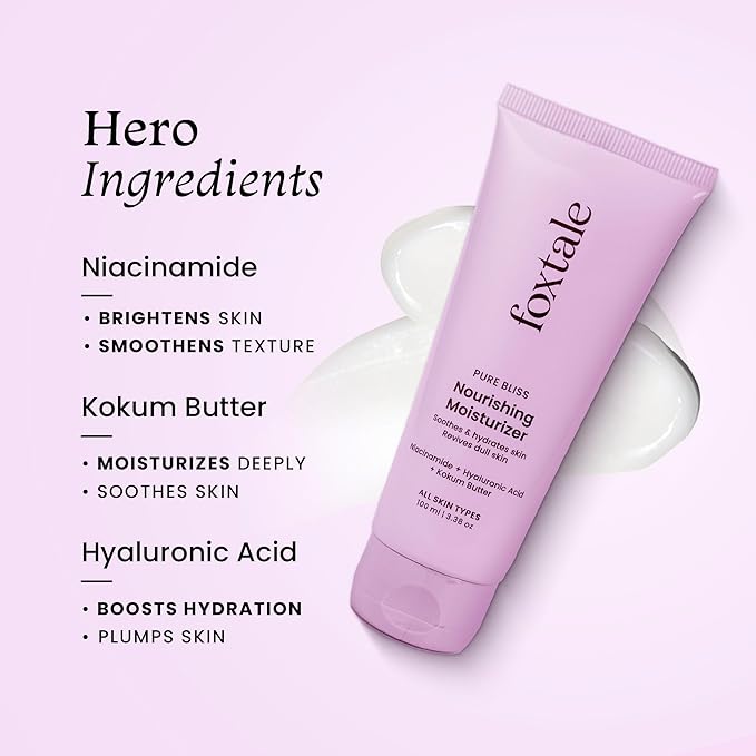 Foxtale Nourishing Face Moisturizer with Niacinamide for 24 Hr Hydration, Lightweight & Non-Sticky