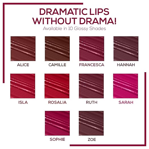 RENEE Gloss Stay Transfer-Proof Liquid Lip Color - Sophie 3.5ml, Rich Intense Payoff High Pigment Super Glossy Finish, Waterproof, Smudge-proof, Lasts Up To 12 Hours, Enriched with Vitamin E & C