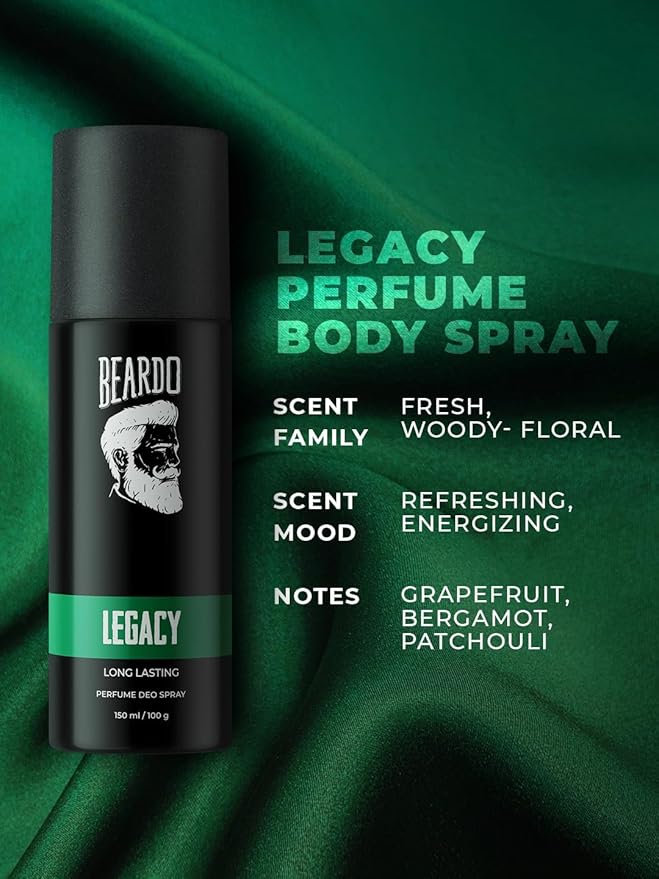 Beardo Legacy Deo Body Spray 150ml | Spicy, Aromatic Fragrance | Long Lasting Freshness 150ml