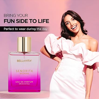 BellaVita SENORITA Woman EDP – Long-Lasting Floral & Fruity Women's Premium Perfume, Ideal for Indian Weather | Yuzu, Lotus, Magnolia, Musk | Perfect for Day Events, 100ML