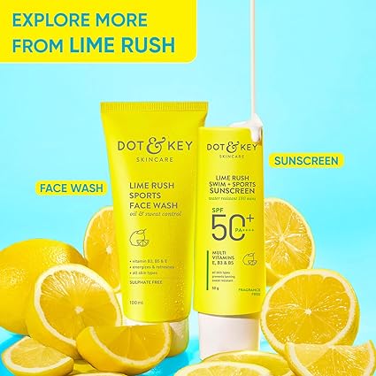 DOT & KEY Lime Rush Sports Face Wash Deep Cleans Oil, Sweat & Dirt For Refreshingly Clean & Oil Free Skin 100ml