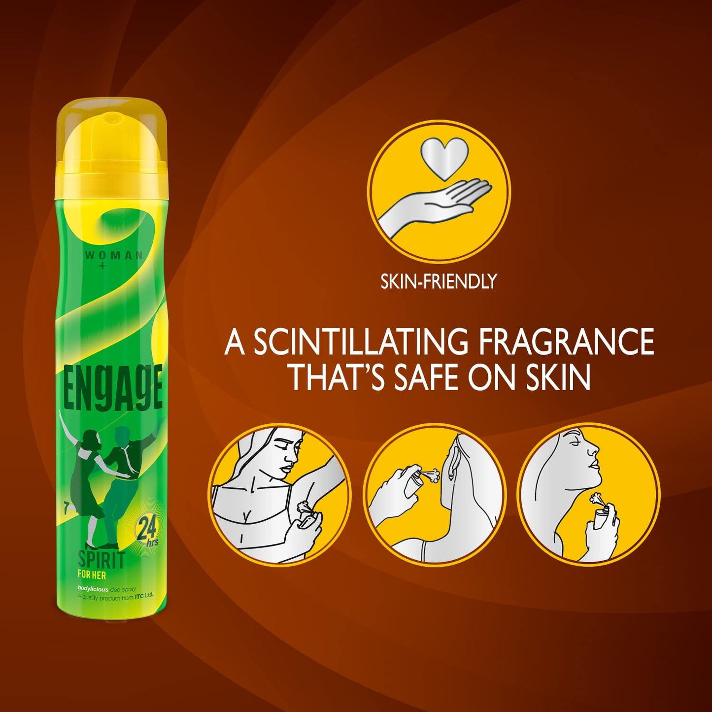 Engage Spirit for Her Deodorant for Women, Cheerful & Jolly, Skin Friendly Deo, 150ml Body Spray