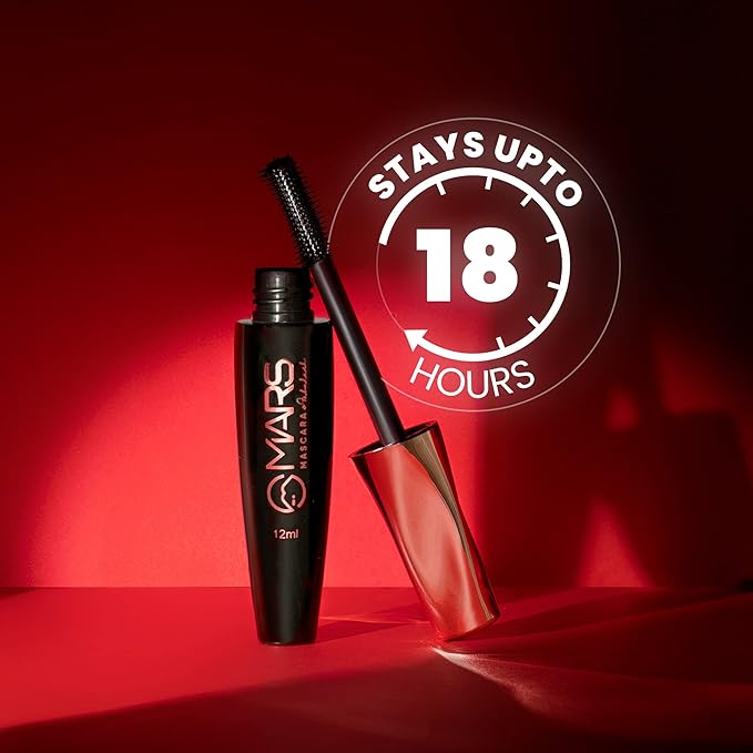 MARS Ultra Curl Long lasting Mascara For Women, Jet black, 12 ml