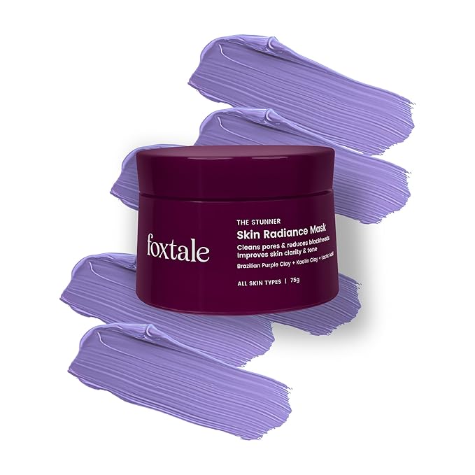Foxtale De-Tan Face Mask for Glowing Skin| Clay Mask with Lactic Acid for Tan Removal, Reduction in Blackheads, Instant Brightening