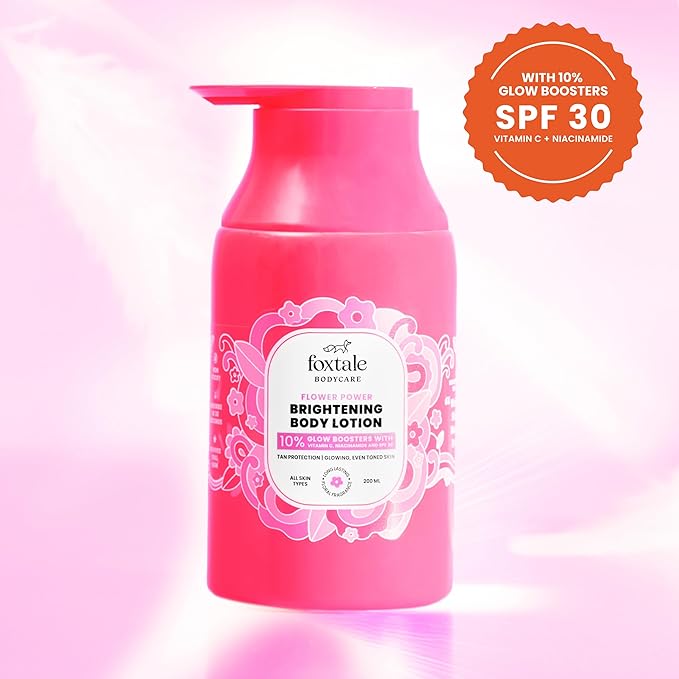 FoxTale Spf 30 Detan Brightening Body Lotion With Niacinamide & Vitamin C For Glowing Skin|Lightweight & Non-Sticky